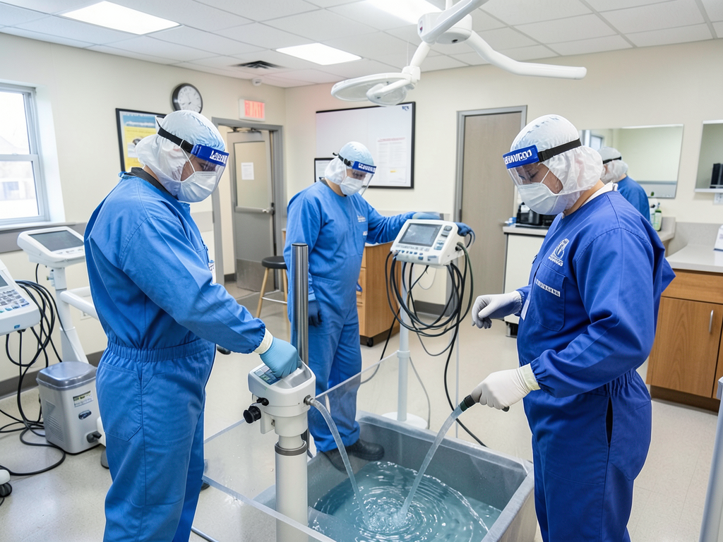 Emergency pipe burst repair and drying for medical